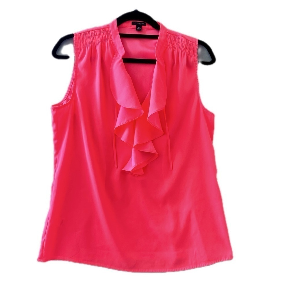 Ann Taylor Hot Pink Ruffle Tank Top